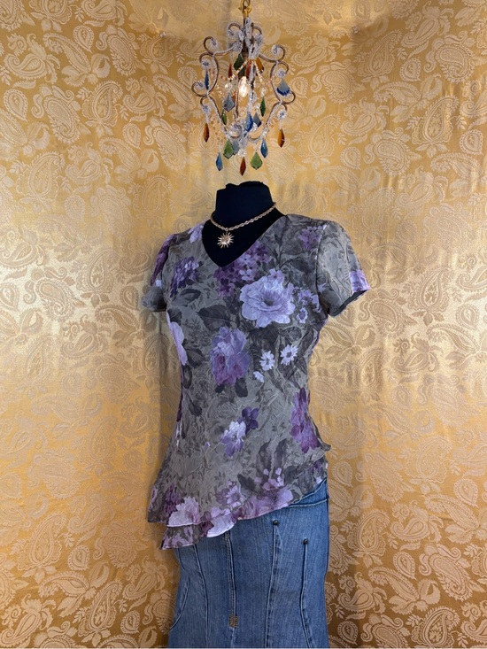 Jessica Howard Tops - ✨Vintage 90s Boho Asymmetrical Ruffle Floral Blouse✨